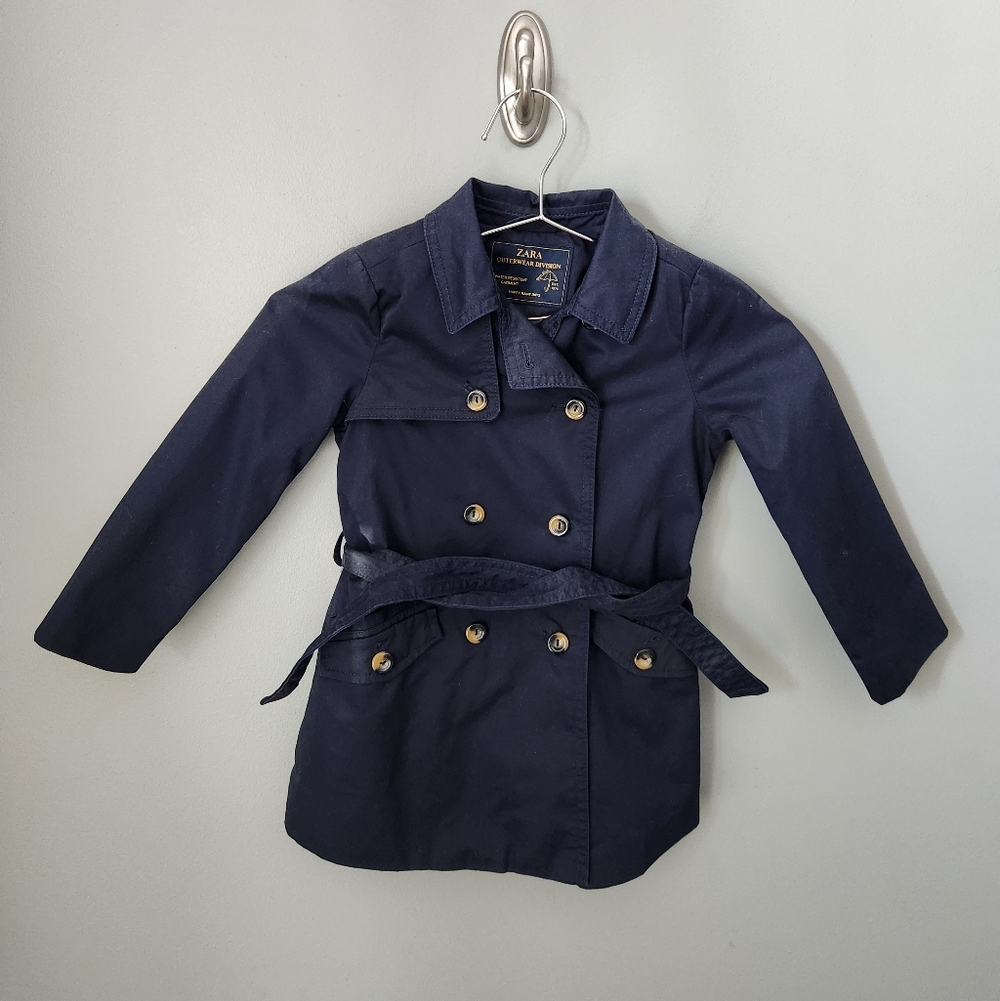 Zara Navy Trench Coat Girls Size 5